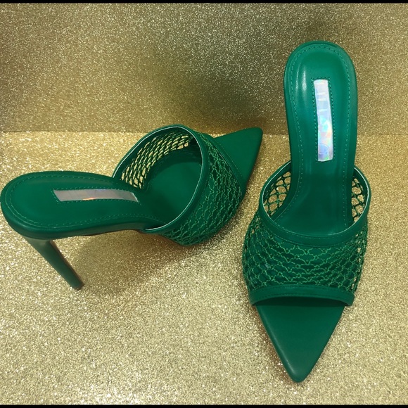 NWB Green Mule Heels - Picture 3 of 4